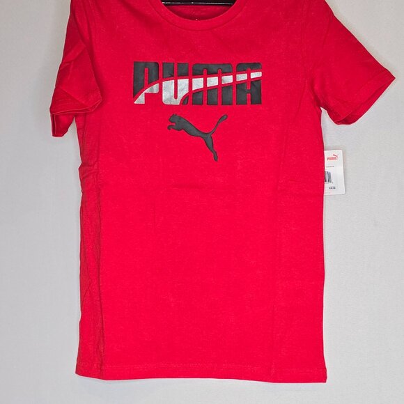 Puma Logo Short Sleeve Crew Neck T-Shirt in Red, Youth sizes, NWT - Picture 2 of 6